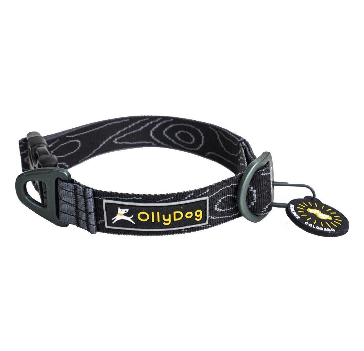 OllyDog Flagstaff Collar Dog Collar, Raven Bark, Large