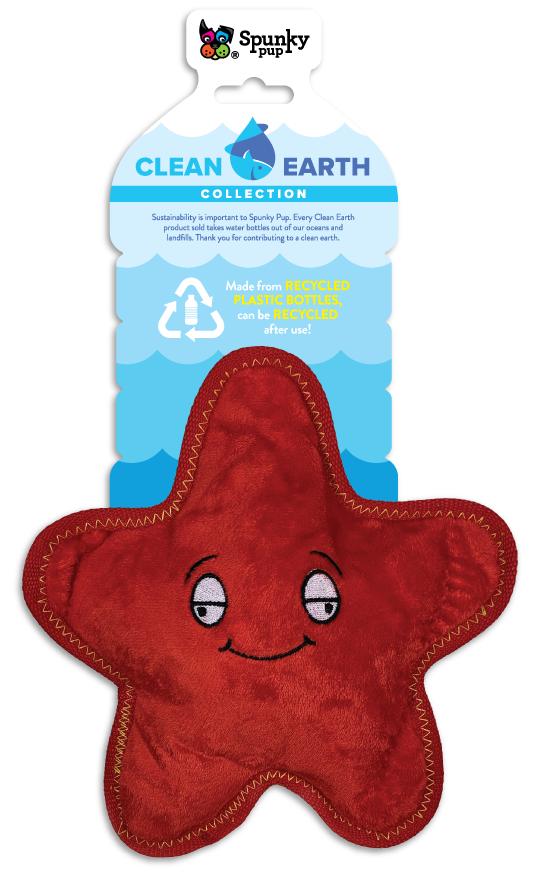 Spunky Pup Clean Earth Plush Starfish Dog Toy, Large