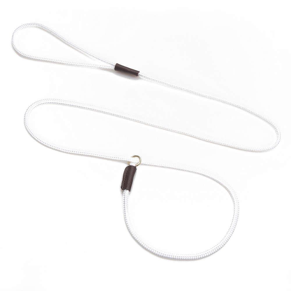 Mendota Pet British Show Slip Dog Leash, White, 1/8-in x 54-in