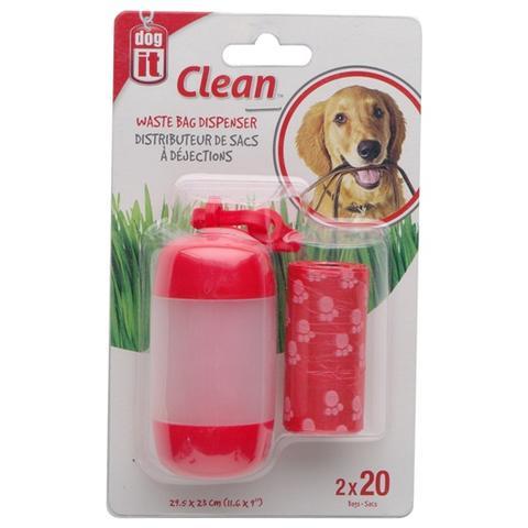 Dogit Waste Bag Dispenser with 2 Rolls for Dogs, Red