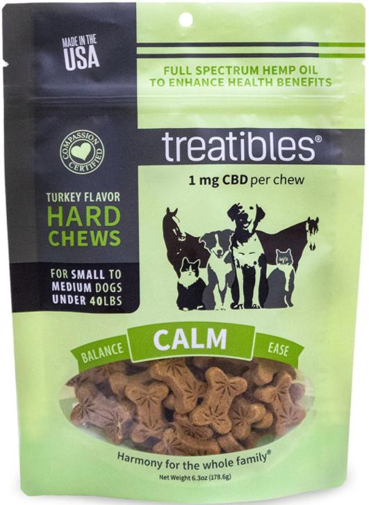Treatibles Calm Turkey Hard Chews Alternative Supplement for Small to Medium Dogs, 1mg, 14-count