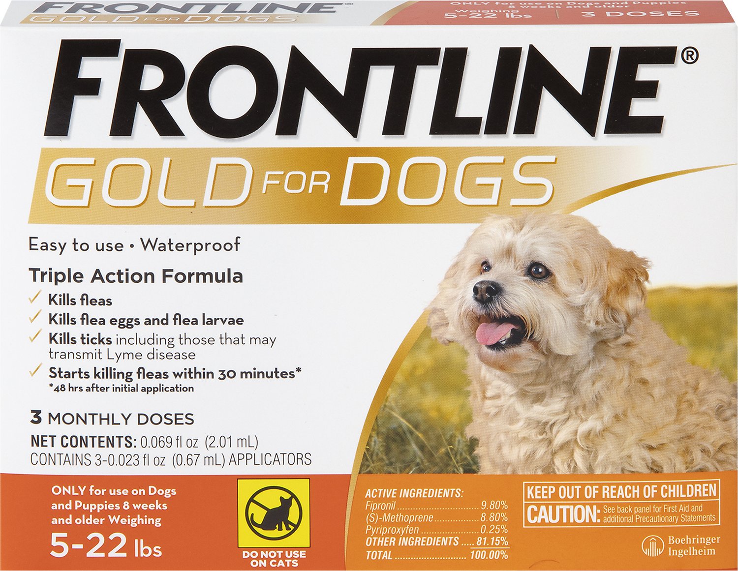FRONTLINE Gold Flea & Tick Treatment for Small Dogs, 5-22-lb