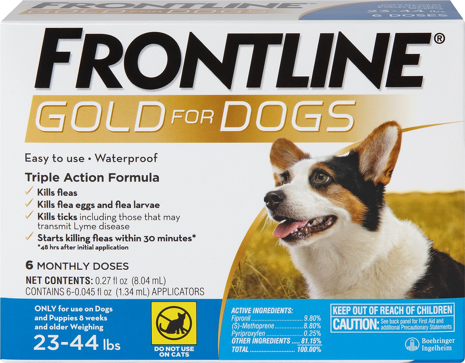 FRONTLINE Gold Flea & Tick Treatment for Medium Dogs, 23-44-lb