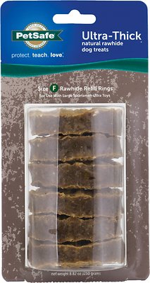 PetSafe Sportsmen Ultra-Thick Natural Rawhide Rings Dog Toy, Size F