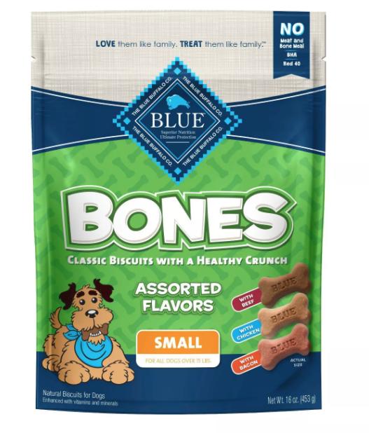 Blue Buffalo Bones Assorted Flavors Crunchy Biscuit Small Dog Treats