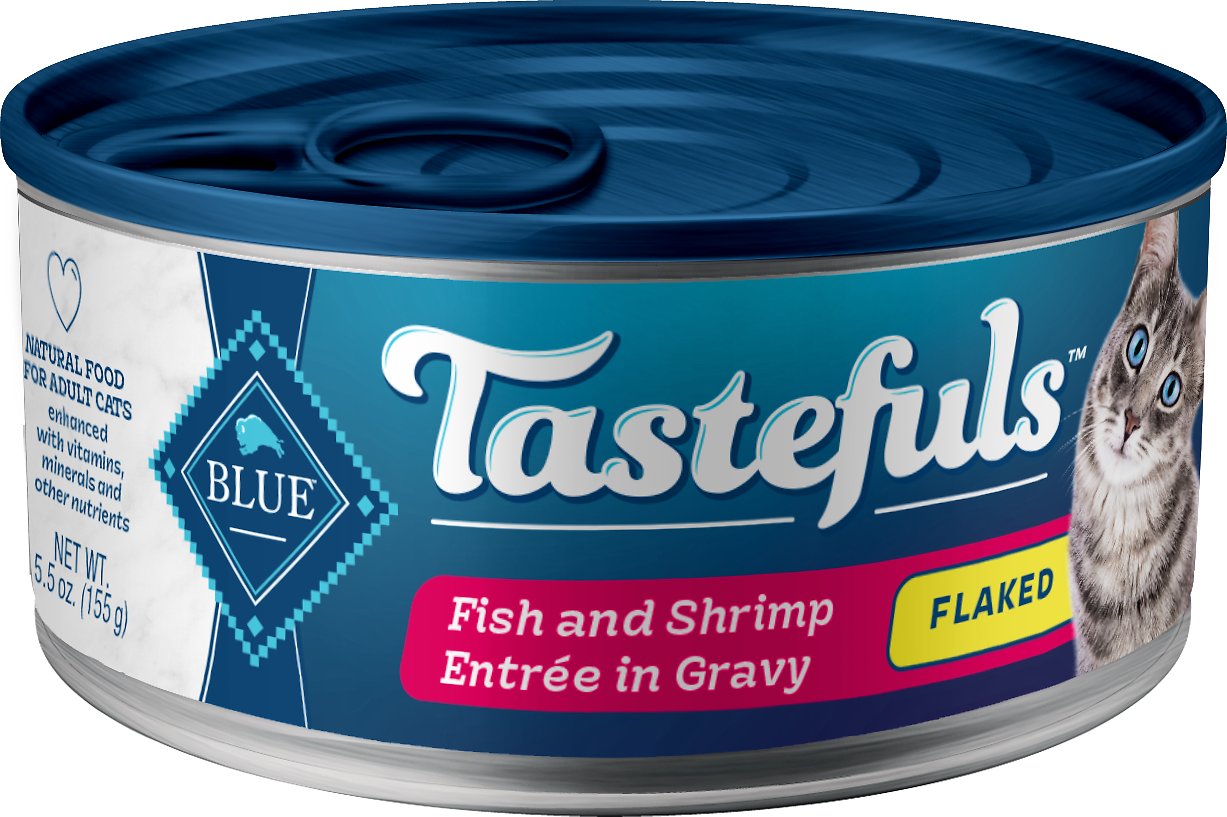 Blue Buffalo Tastefuls Fish & Shrimp Entree in Gravy Flaked Wet Cat Food Can, 5.5-oz
