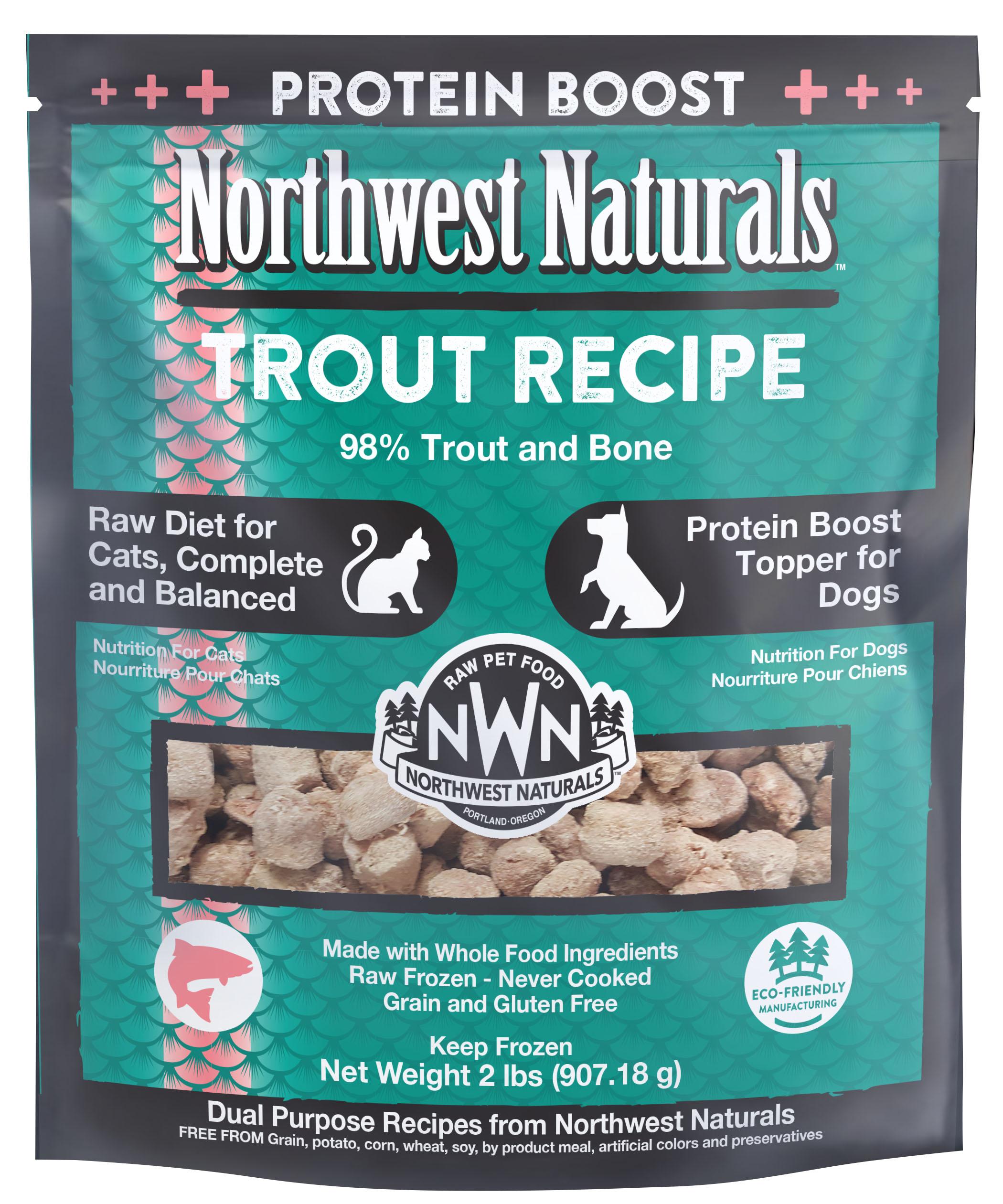 Northwest Naturals Trout Raw Diet for Cats & Protein Boost Topper for Dogs, 2-lb
