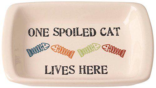 PetRageous One Spoiled Pet Rectangular Cat Saucer Bowl