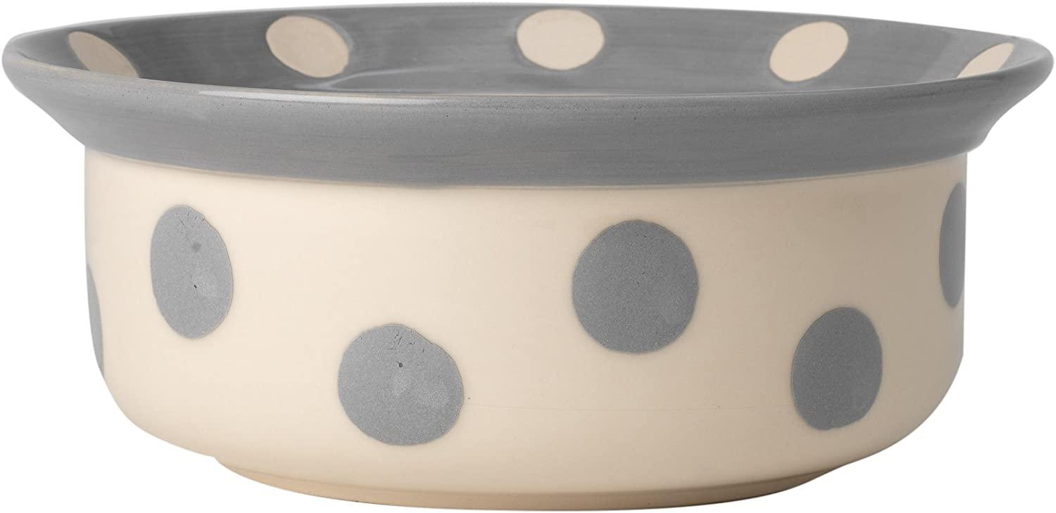 PetRageous Polka Paws Pet Bowl, Grey, 8-in