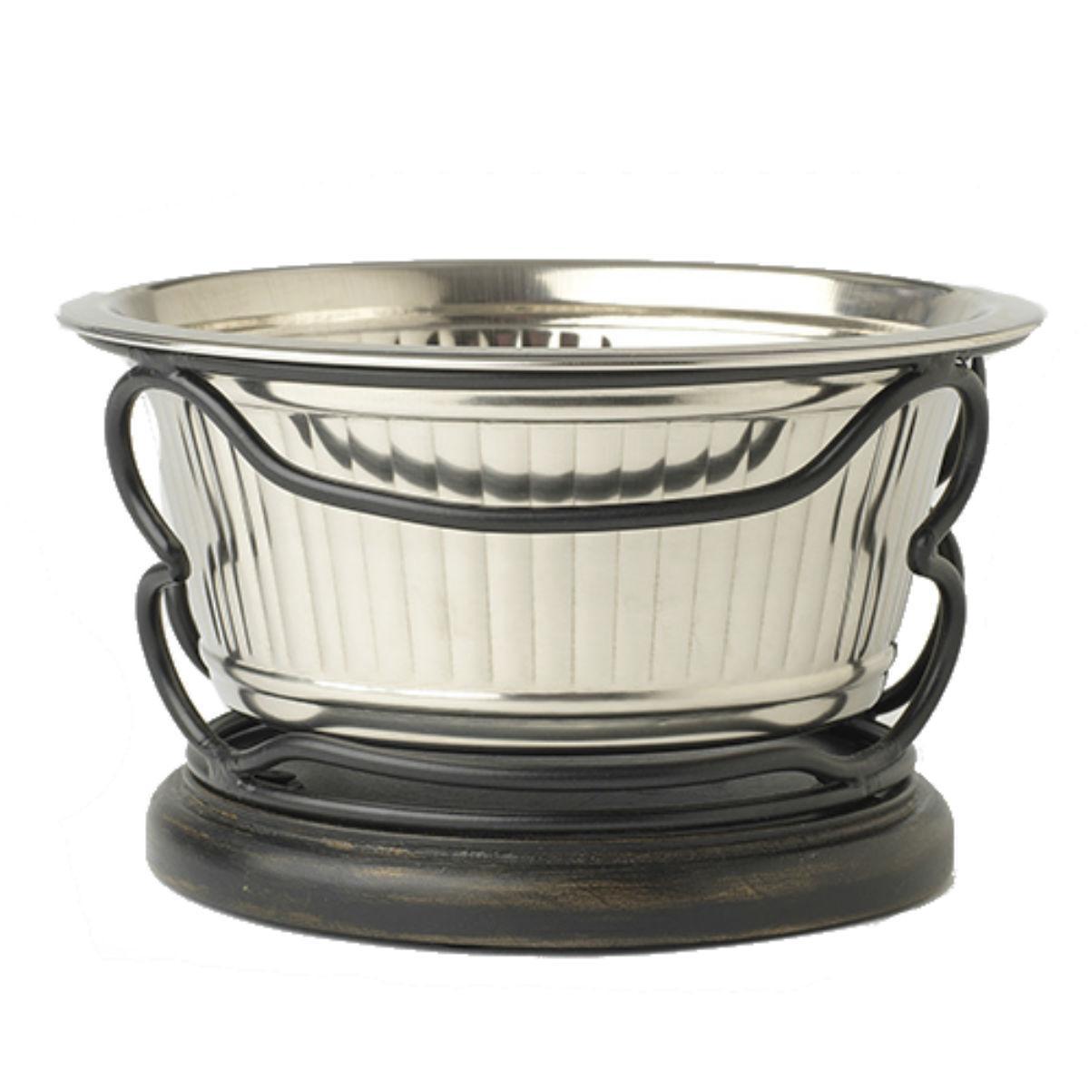 PetRageous Samoa Fluted Bowl with Wood Stand for Pets, 1-qt