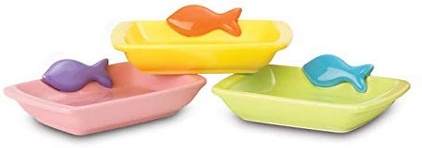 PetRageous Teeny Tiny Fish Cat Bowl, Assorted Colors, 5.5-in
