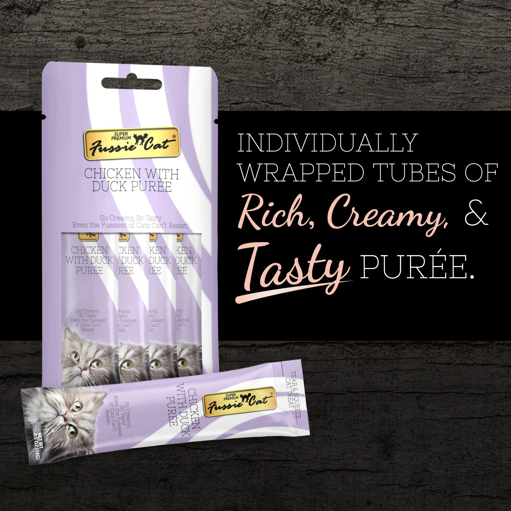 Fussie Cat Chicken with Duck Puree Cat Treats, 4-count