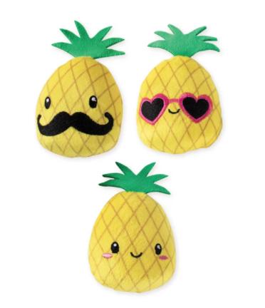 Pet Shop by Fringe Studio Pineapple Dog Toy, Small, 3-pk