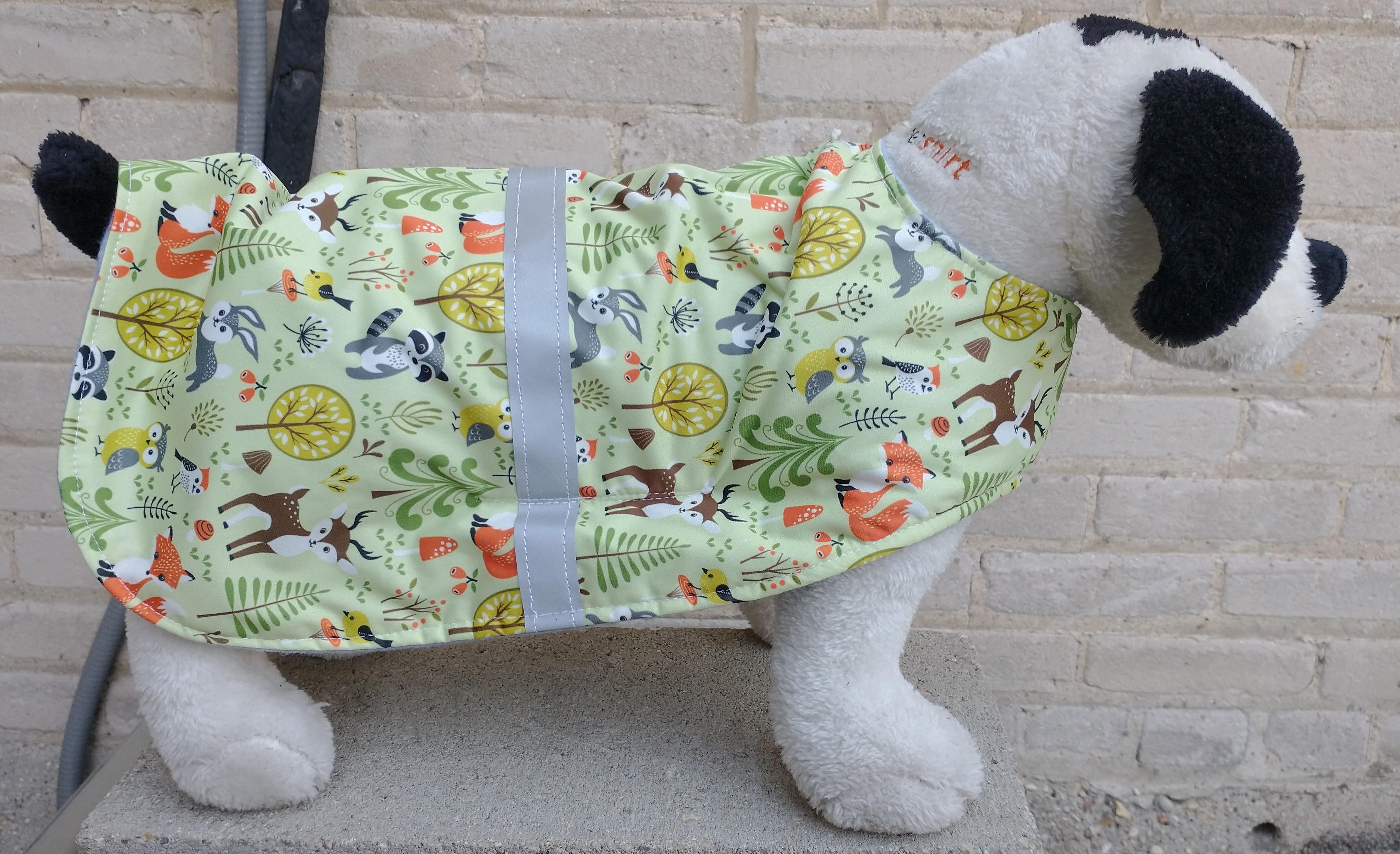 Kitty's Free Range Designs Pup Warmer Dog Raincoat, Woodland, 10