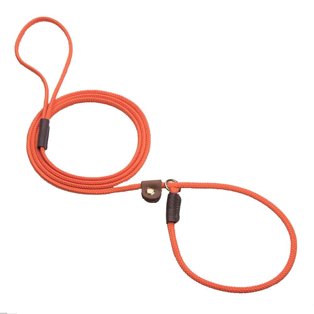 Mendota Pet British Show Slip Leash with Tab for Dogs, Orange, 1/8-in x 72-in