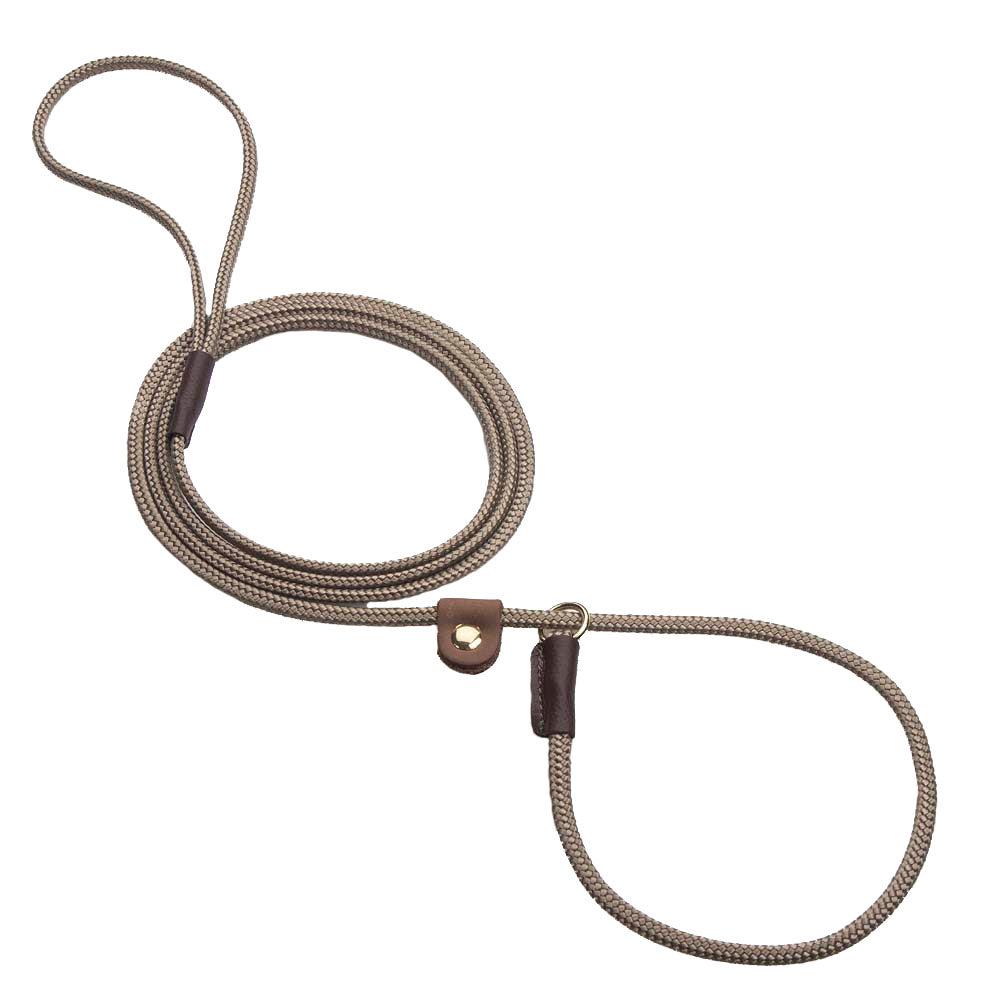 Mendota Pet British Show Slip Leash with Tab for Dogs, Tan, 1/8-in x 72-in