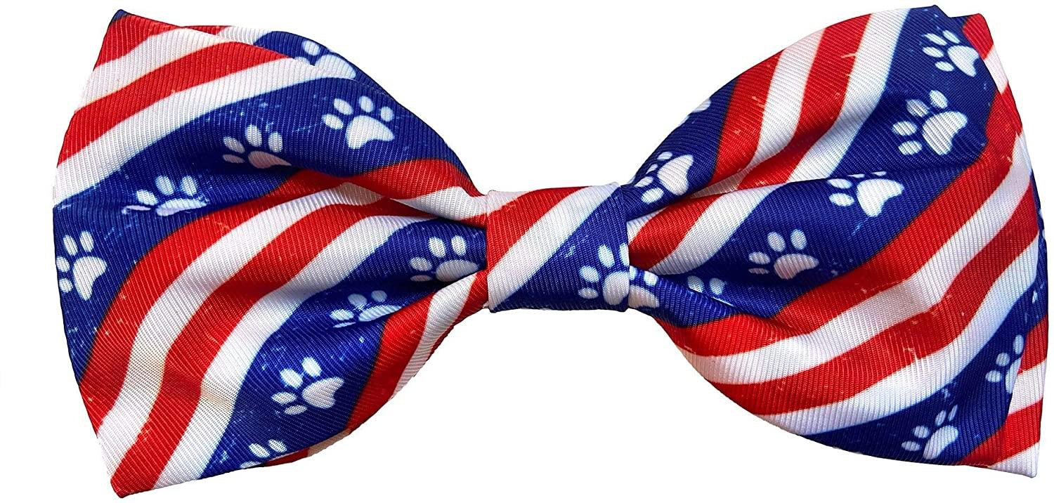 Huxley & Kent Pet Bow Tie, Paws & Stripes, Large