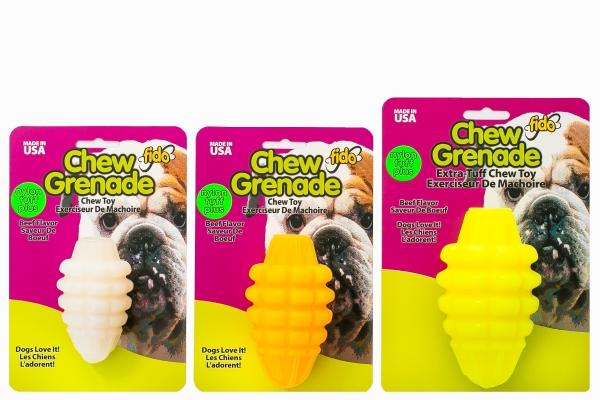 Fido Nylon Tuff Chew Grenade Beef Flavored Dog Toy