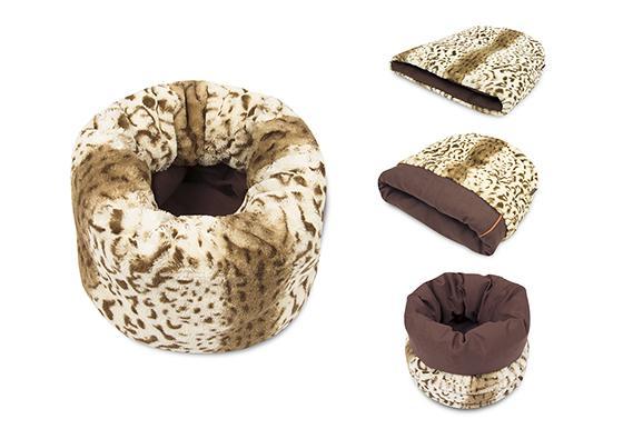 P.L.A.Y. Snuggle Dog Bed, Leopard Brown, Large