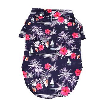 Doggie Design Hawaiian Camp Dog Shirt, Moonlight Sails, Large