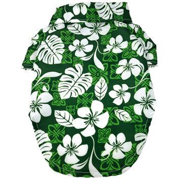 Doggie Design Hawaiian Camp Dog Shirt, Tropical Green, Small