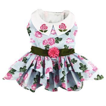 Doggie Design Dog Harness Dress with Matching Leash, Pink Rose, Medium