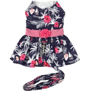 Doggie Design Dog Harness Dress with Matching Leash, Moonlight Sails, Medium