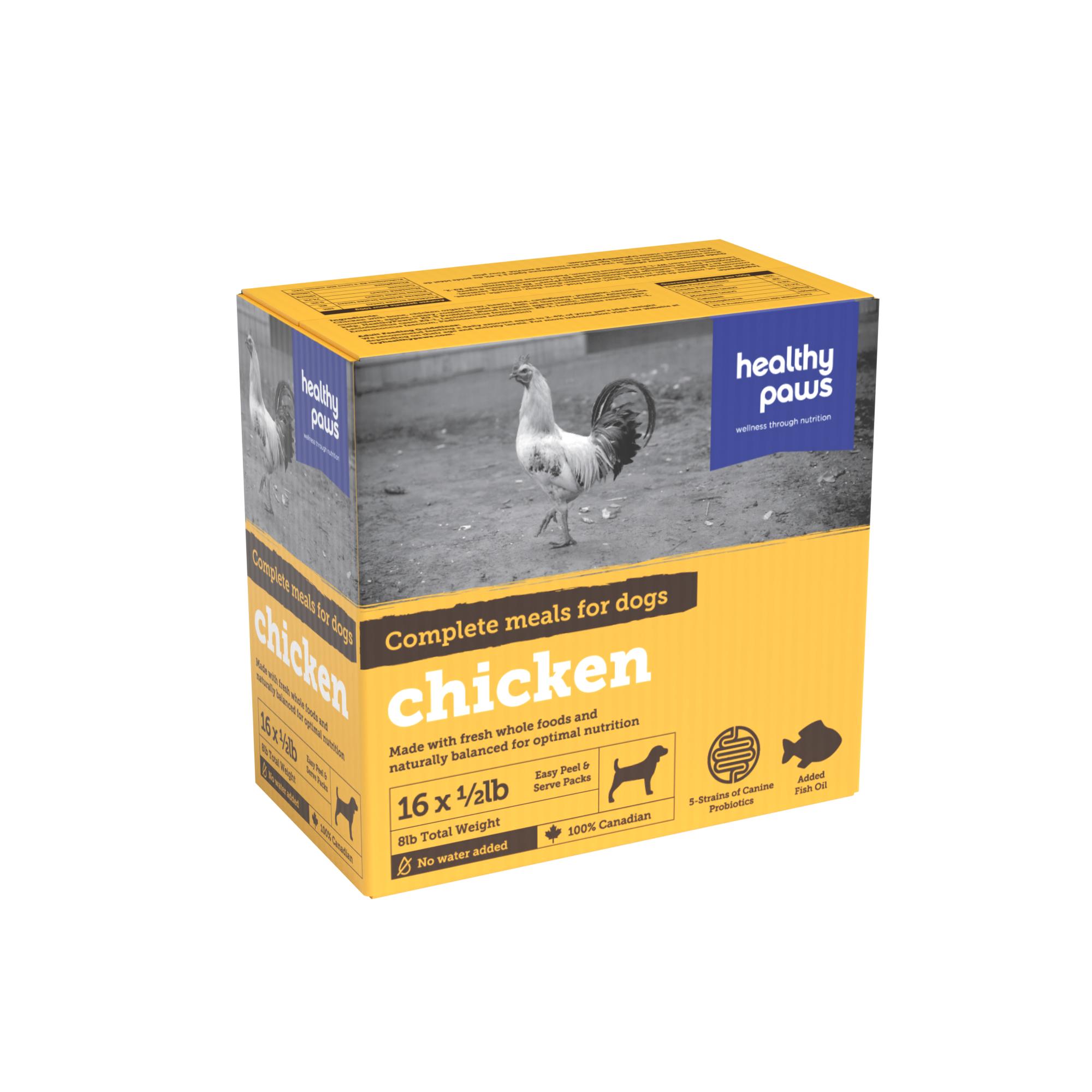 Healthy Paws Complete Dinner Chicken Raw Frozen Dog Food, 6-lb