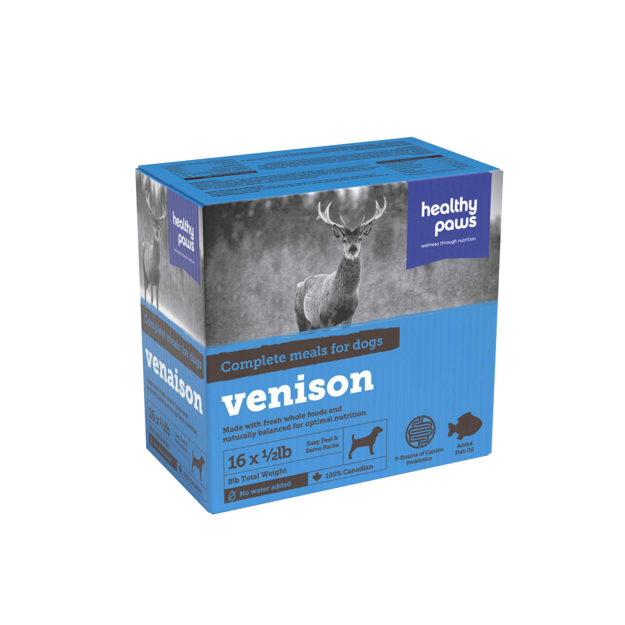 Healthy Paws Complete Dinner Venison Raw Frozen Dog Food, 6-lb