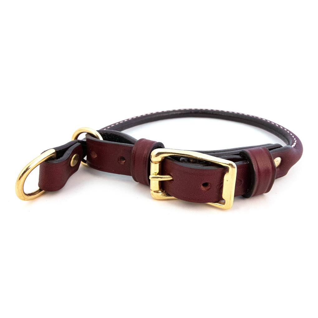 Auburn Leathercrafters Rolled Combo Choke Dog Collar, Burgundy, 3/4-in x 16-in