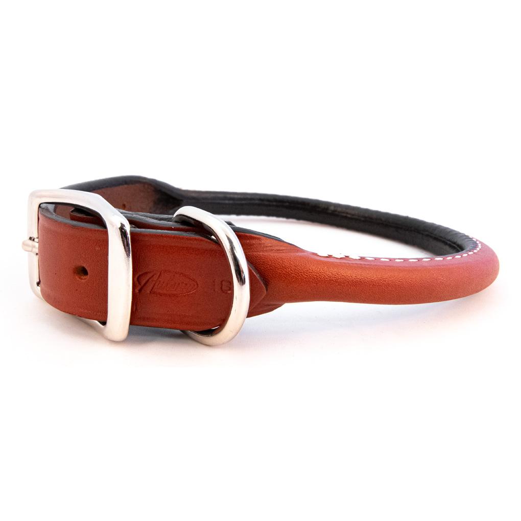 Auburn Leathercrafters Rolled Dog Collar, Tan, 12-in x 1/2-in
