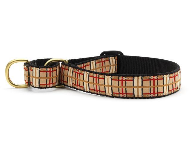 Up Country Martingale Dog Collar, Tan Plaid, 1-in x 12-18-in