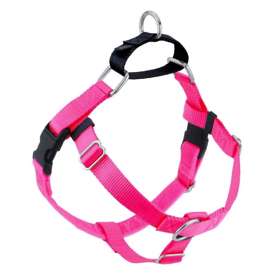 2 Hounds Design Freedom No-Pull Dog Harness & Leash, Hot Pink, 1-in x 24-28-in