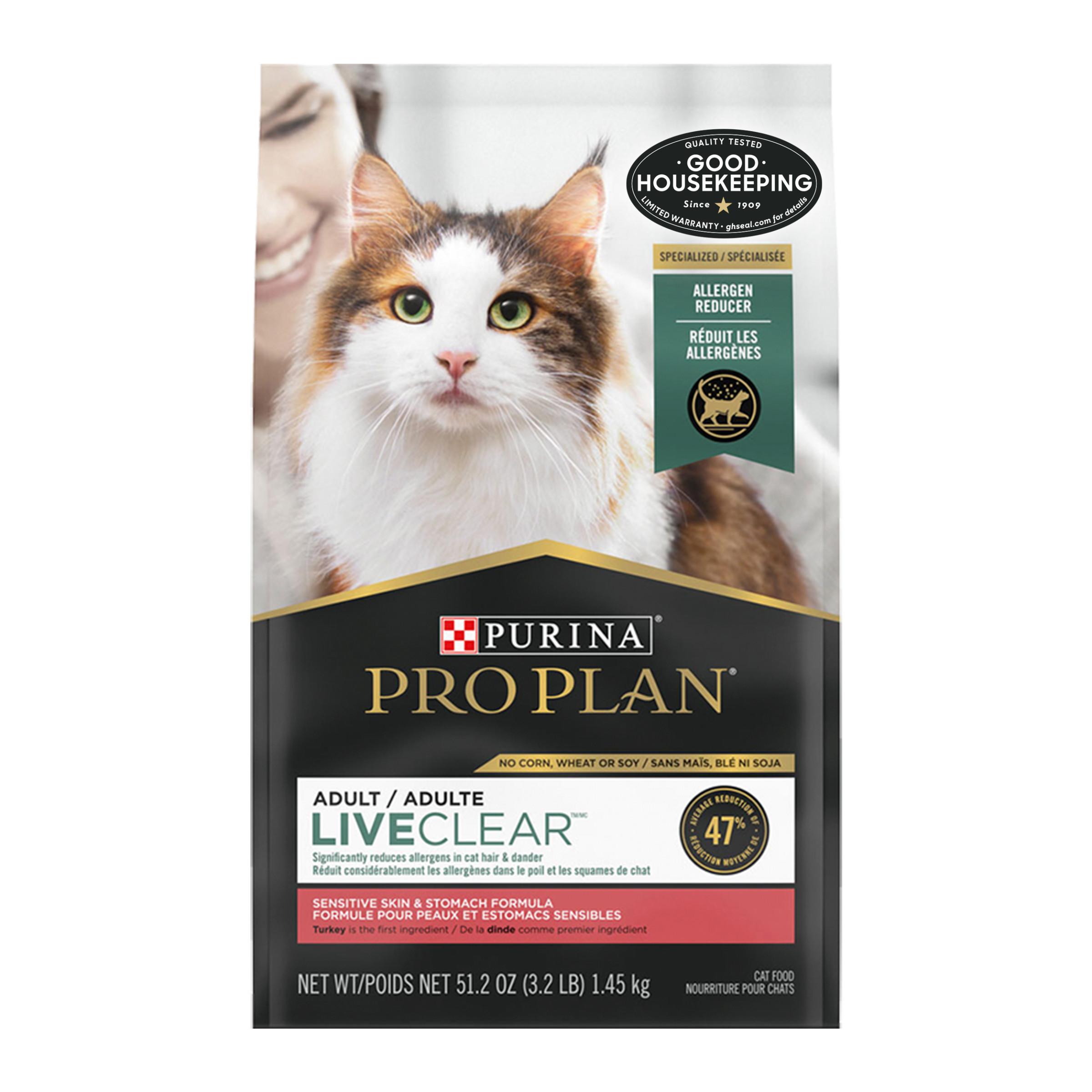 Purina Pro Plan LiveClear Allergen Reducing Sensitive Skin & Stomach Turkey Adult Dry Cat Food, 3.2-lb