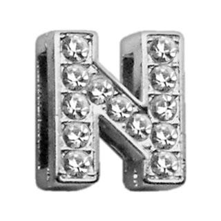Mirage Pet Products Clear Bling Letter N Sliding Pet Collar Charms, 3/8-in