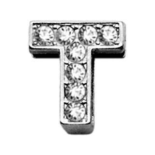 Mirage Pet Products Clear Bling Letter T Sliding Pet Collar Charms, 3/8-in