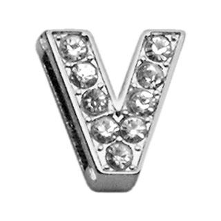 Mirage Pet Products Clear Bling Letter V Sliding Pet Collar Charms, 3/8-in