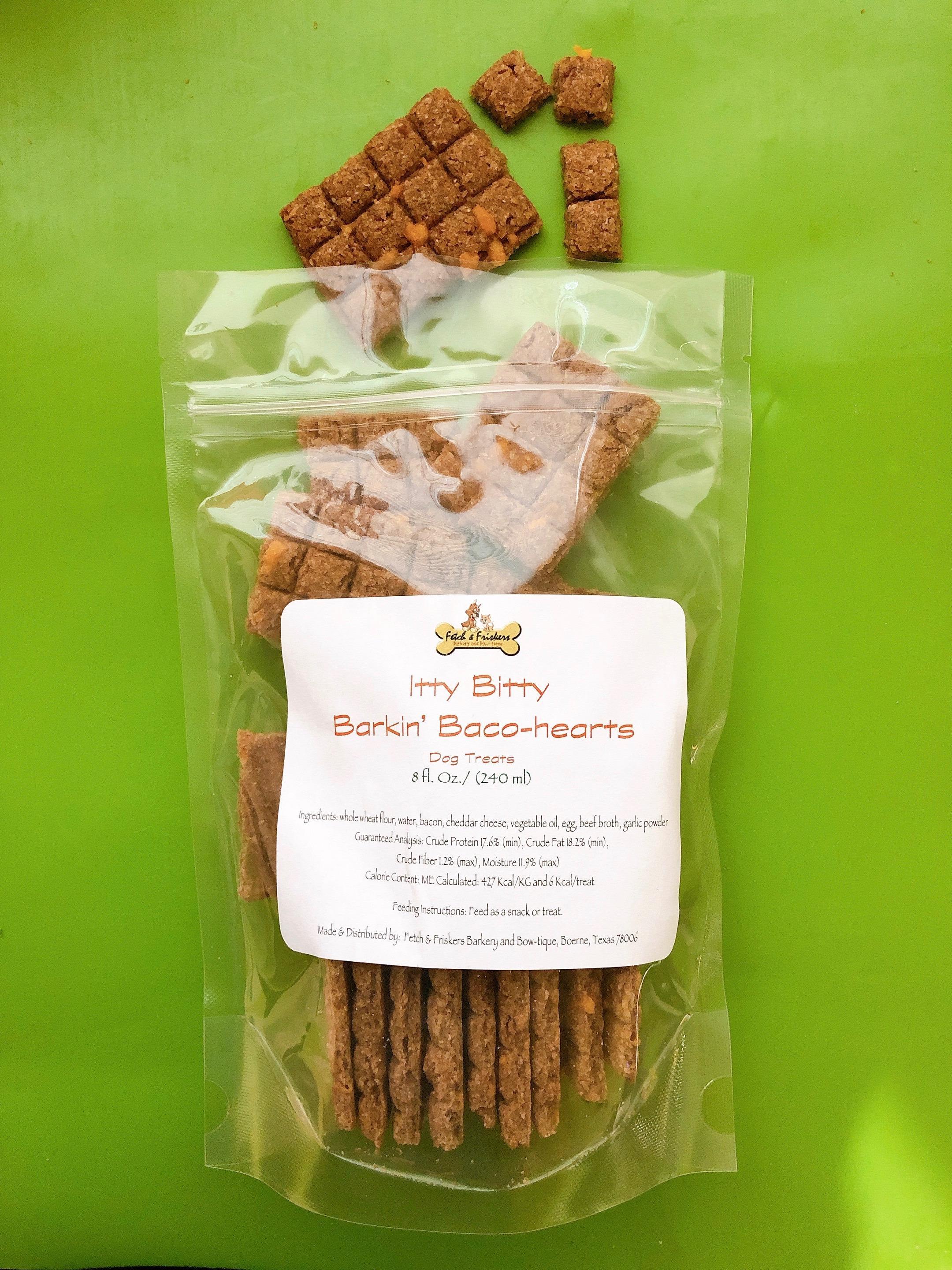 Fetch & Friskers Itty Bitty Barkin' Baco-hearts Dog Treats, 8-oz
