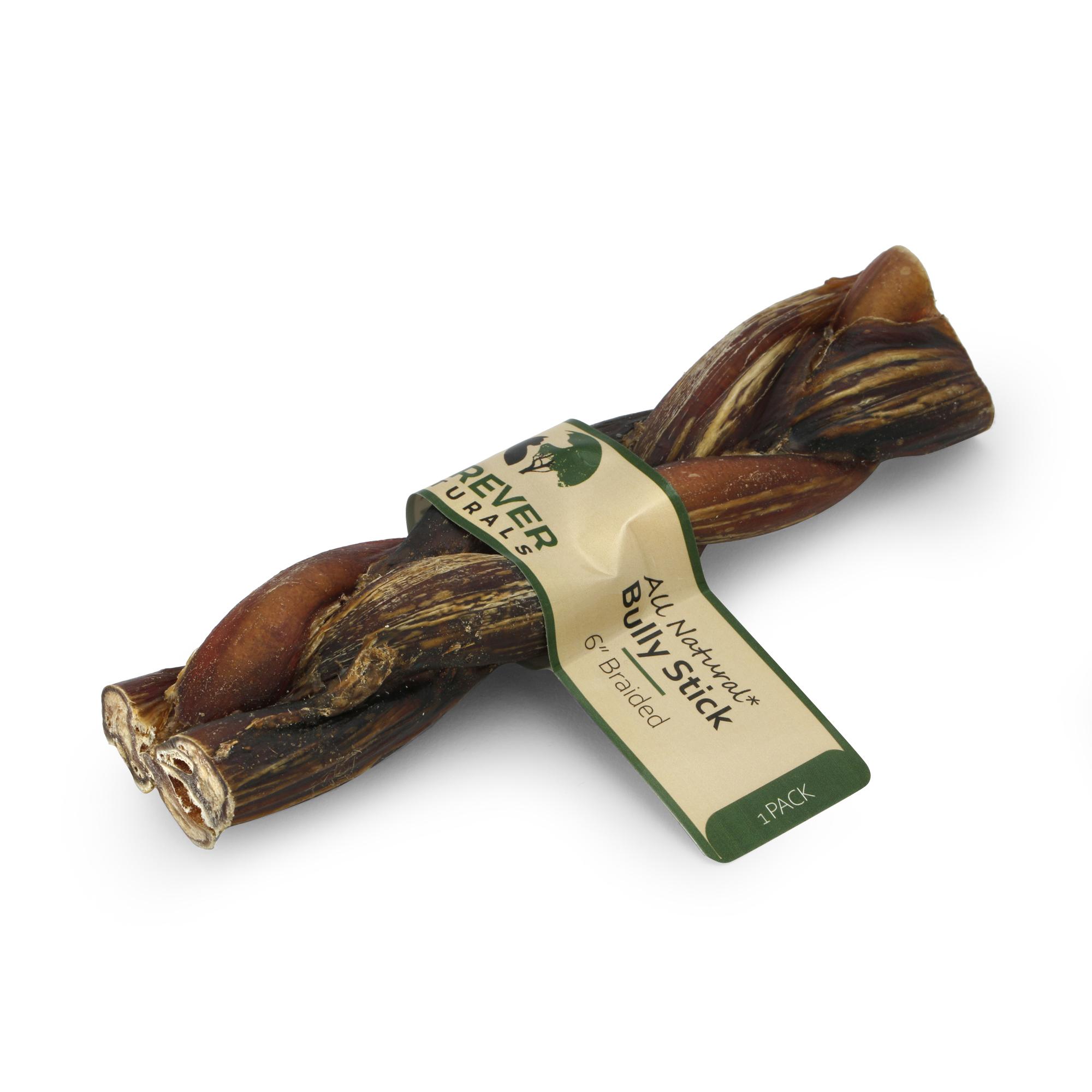 Furever Naturals Braided Bully Stick Dog Treats, 6-in
