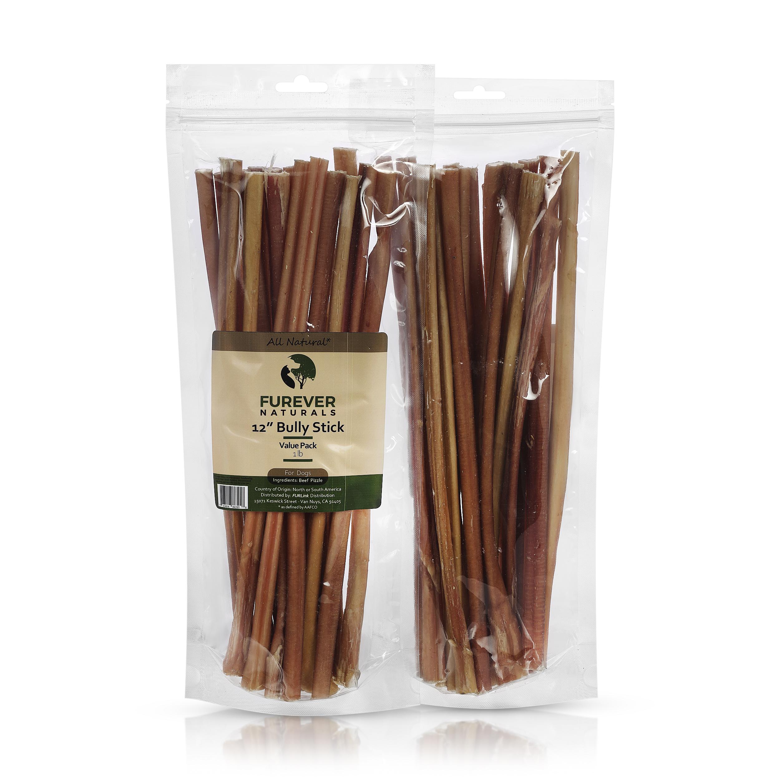 Furever Naturals Bully Stick Value Pack Odor-Free Dog Treats, 12-in, 1-lb