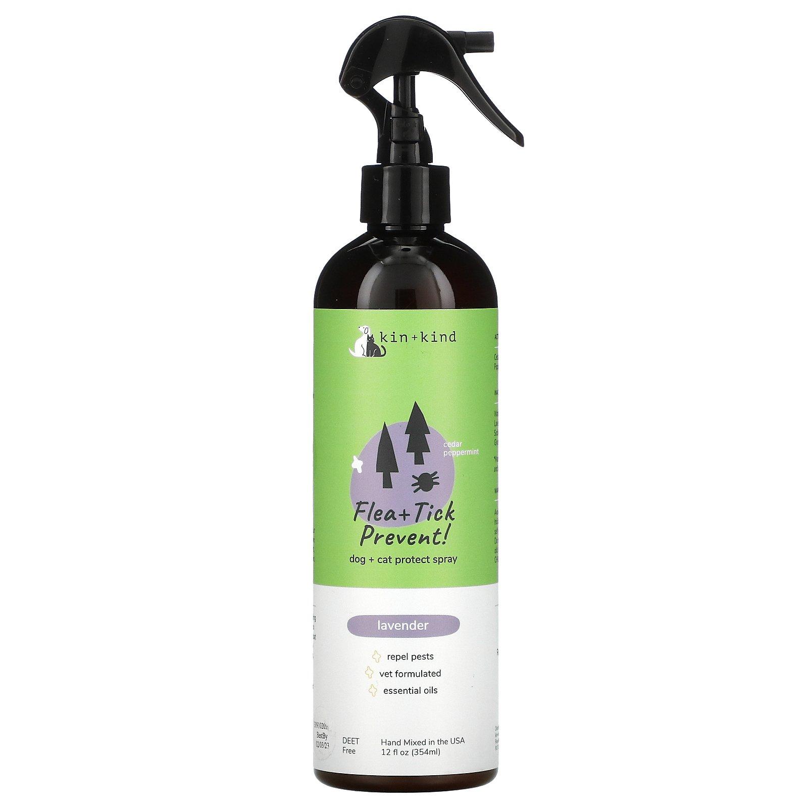 kin+kind Flea & Tick Prevent Lavender Repel Spray for Dogs & Cats, 405-gram