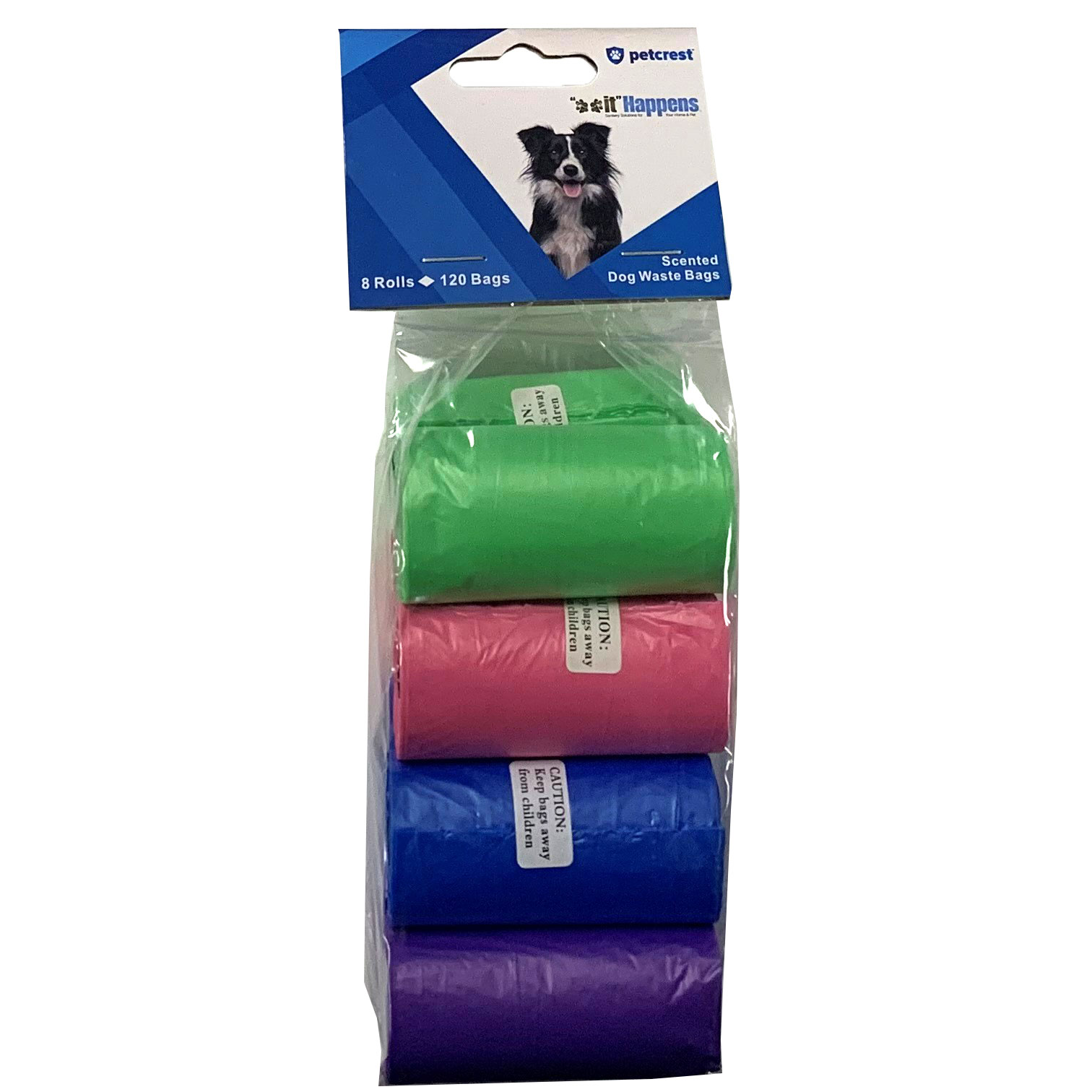 Petcrest Dog Waste Bags, Rainbow, 60-count