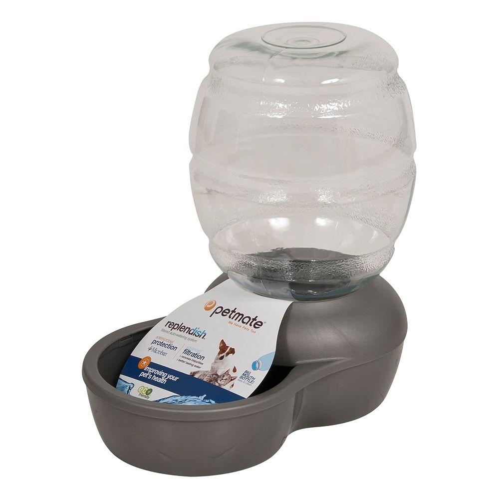 Petmate Pearl Replendish Waterer With Microban, Pearl Silver Gray