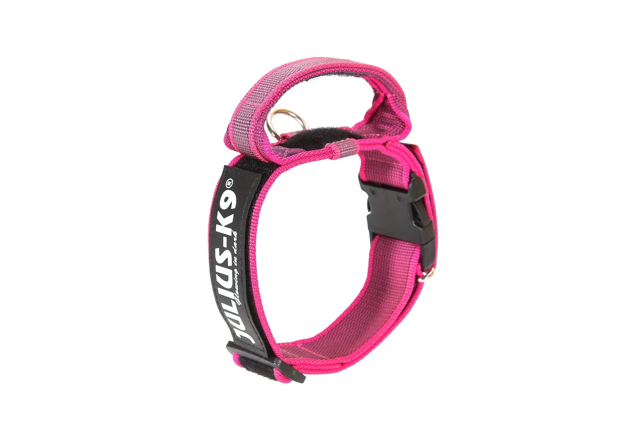 Julius-K9 Color & Gray Collar with Handle, Safety Lock & Interchangeable for Dogs, Pink
