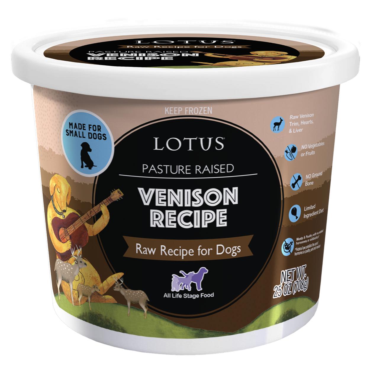 Lotus Pasture Raised Venison Raw Frozen Dog Food, 25-oz