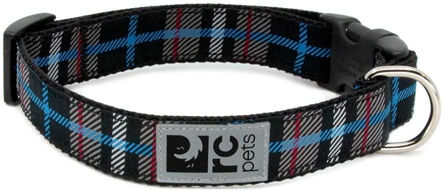 RC Pets Clip Dog Collar, Black Twill Plaid