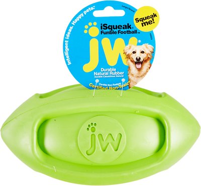 JW Pet iSqueak Funble Football Dog Toy, Color Varies, Large