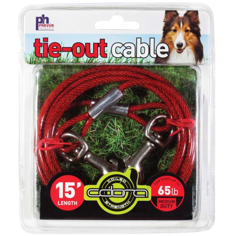 Prevue Hendryx Medium Duty Dog Tie-Out Cable, 15-ft