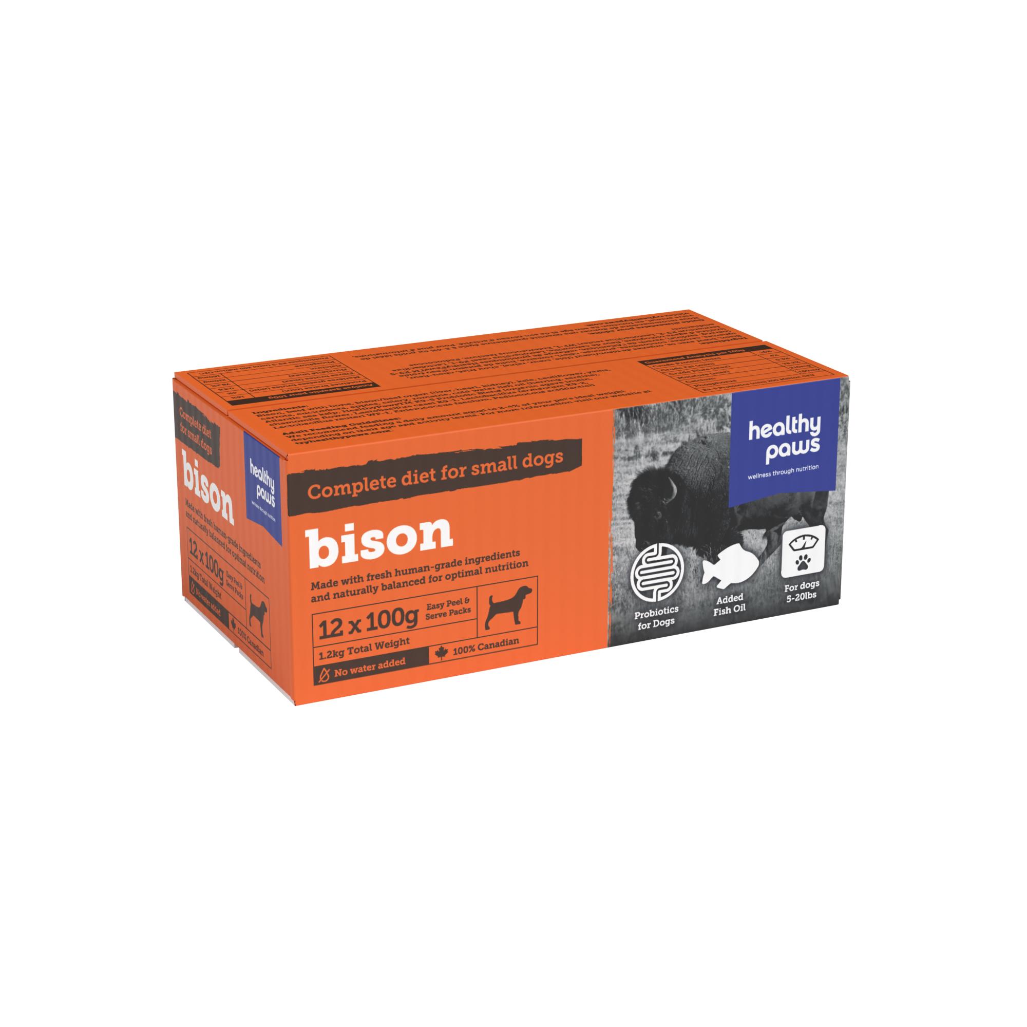 Healthy Paws Complete Dinner Bison Frozen Food for Small Dogs, 1.2-kg