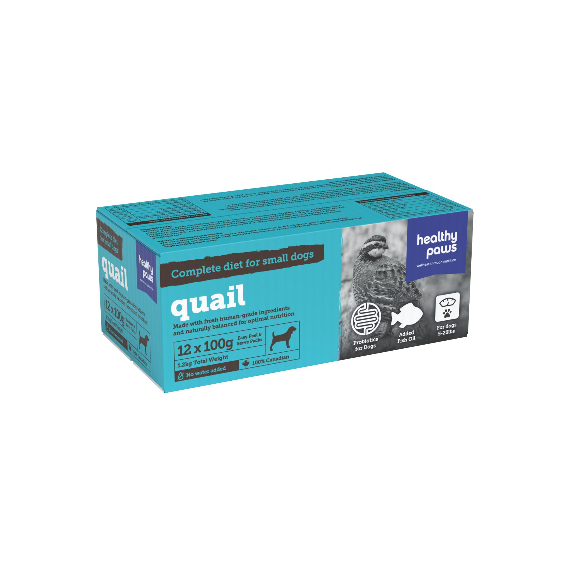 Healthy Paws Complete Dinner Quail Frozen Food for Small Dogs, 1.2-kg